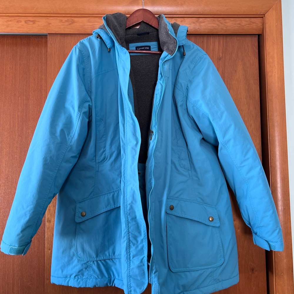 Lands' End women’s Light Blue/teal winter jacket